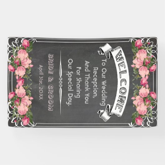 trouwbord banner, bord voor bruiloft spandoek (Horizontaal)