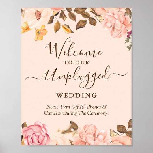 Trouwbord 'Blush Goud Unplugged' Poster (Voorkant)