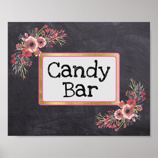 Trouwbord Candy Bar Krijtbord Uitzicht Poster (Voorkant)