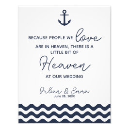 trouwbord, hemel op bruiloft, zeemijlnautisch foto afdruk