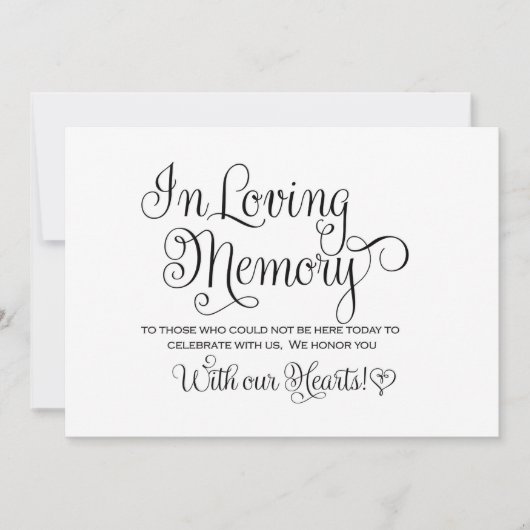 Trouwbord 'In Loving Memories' Kaart (Voorkant)
