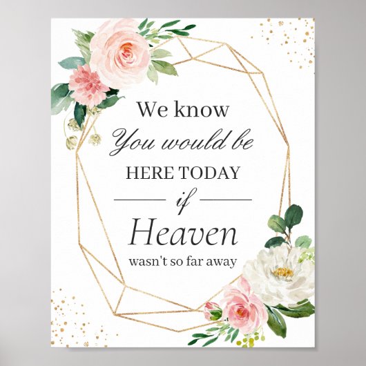 Trouwbord 'In Loving Memory' Elegant Roze Bloemen Poster (Voorkant)