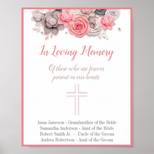 Trouwbord 'In Loving Memory' Poster (Voorkant)