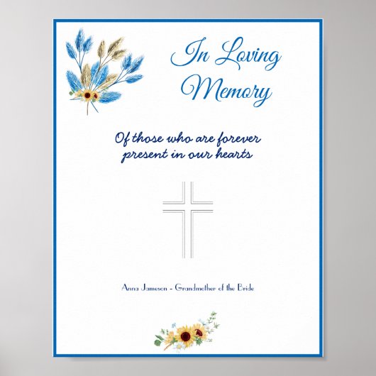 Trouwbord 'In Loving Memory' Poster (Voorkant)