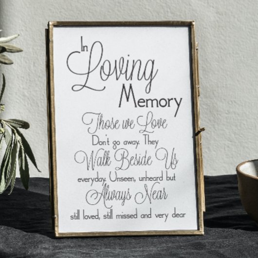 Trouwbord 'In Loving Memory' Poster