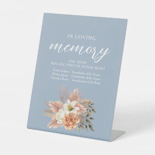 Trouwbord 'In Loving Memory' Stofblauw Reclamebord Met Voetstuk