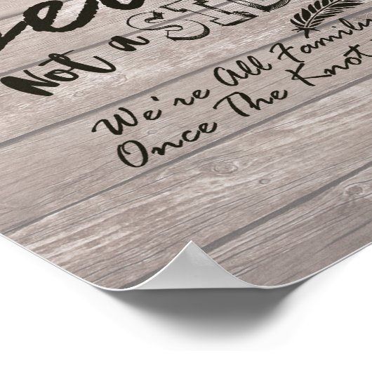 Trouwbord kies een stoel niet een kant hout en blo poster (Hoek)