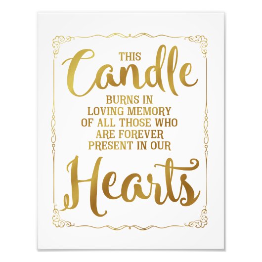 trouwbord, liefdevol geheugen bruiloft, goud foto afdruk (Voorkant)