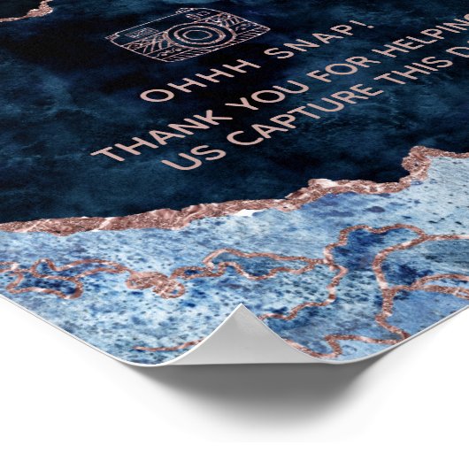 Trouwbord met Navy Blauwe Roze Gouden Agaat Foto B Poster (Hoek)