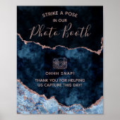 Trouwbord met Navy Blauwe Roze Gouden Agaat Foto B Poster (Voorkant)