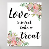 Trouwbord met waterverf bloemen tafel borden poster (Voorkant)