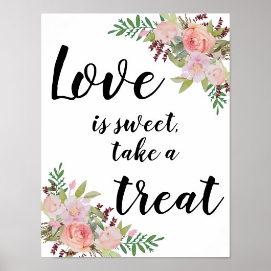 Trouwbord met waterverf bloemen tafel borden poster (Voorkant)