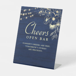 Trouwbord 'Navy Cheers Open Bar' Reclamebord Met Voetstuk