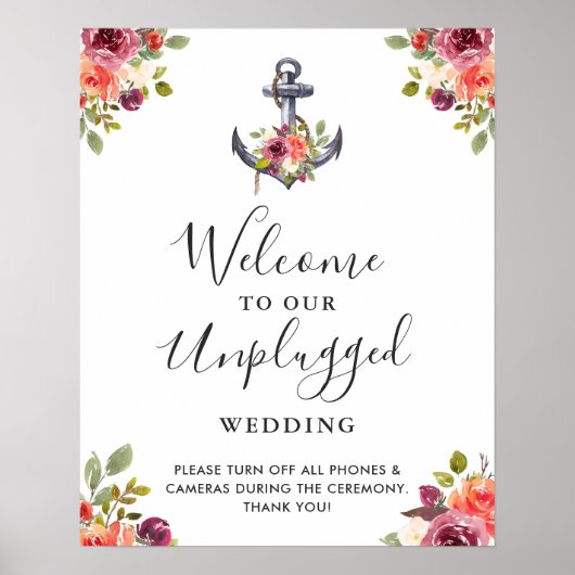 Trouwbord 'Schetterend anker' voor een onplugweddi Poster (Voorkant)