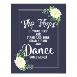 trouwbord, teenslippers, bruiloft, bloemetool roos foto afdruk