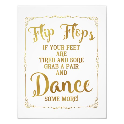 trouwbord, teenslippers, bruiloft, goud foto afdruk (Voorkant)