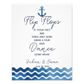 trouwbord, teenslippers, bruiloft, zeemacht foto afdruk (Voorkant)