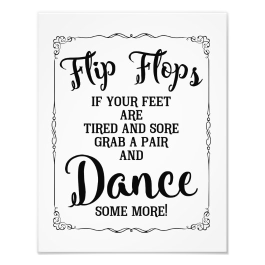 trouwbord, teenslippers, bruiloft, zwart foto afdruk (Voorkant)