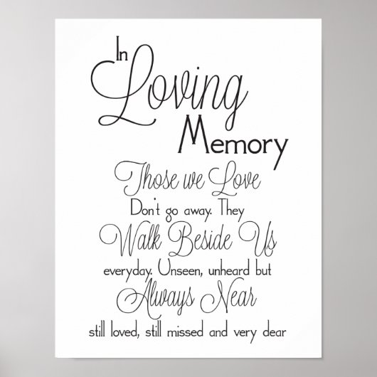 Trouwbord 'Ter liefdevolle herinnering' Poster (Voorkant)