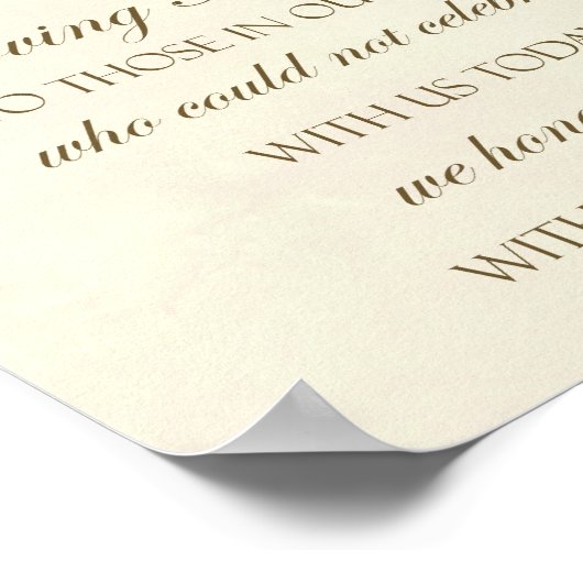 Trouwbord 'Ter liefdevolle herinnering' rode rozen Poster (Hoek)