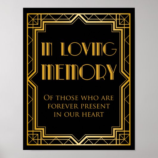 Trouwbord 'Ter nagedachtenis' | Gatsby Art Deco Poster (Voorkant)