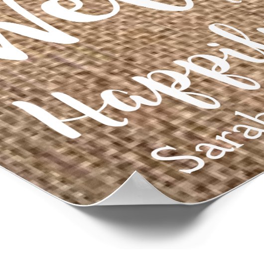 Trouwbord van jute en kant - Gelukkig tot het eind Poster (Hoek)