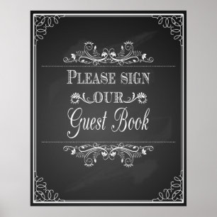 trouwbord voor "Gelieve te ondertekenen ons Gastbo Poster