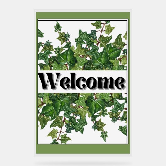 Trouwbord welkom klimop acryl bord (Voorkant)
