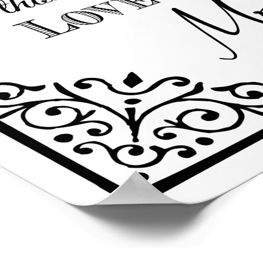 trouwbord zwart en wit bedankt teken je teken poster (Hoek)