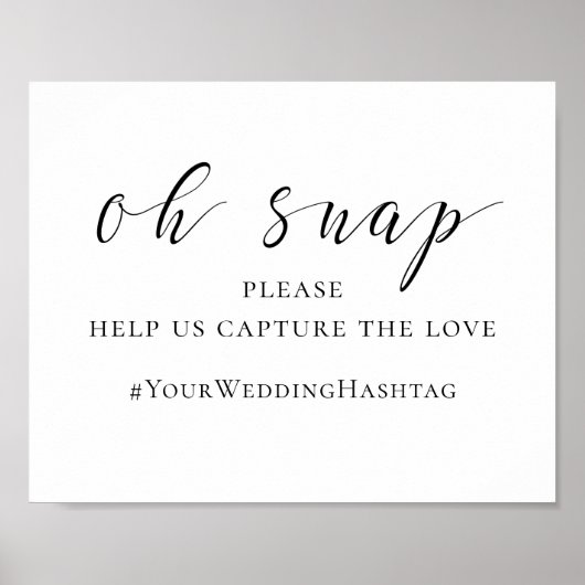 Trouwbord zwart en wit. Instagram hashtag Poster (Voorkant)