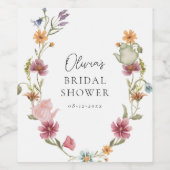 Trouwborrel Wijnlabel met Bloemmotief Thee Wijn Etiket (Enkel label)