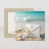 Trouwbrief op strand in het zand save the date (Voorkant / Achterkant)