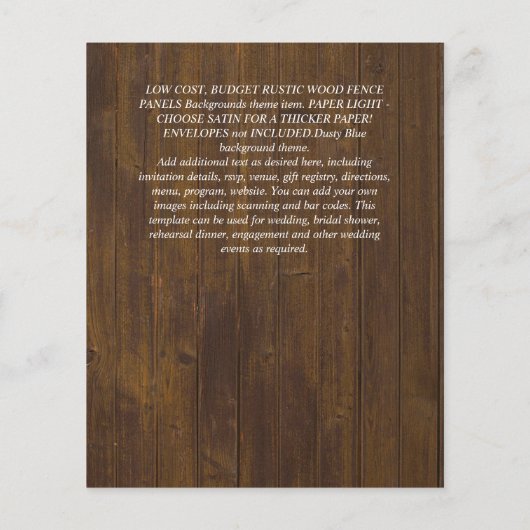 TROUWBRIEFKAARTEN VOOR EEN BUDGET - Rustieke Zonne Flyer (Achterkant)