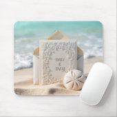 Trouwbriefpapier met strand zand dollar muismat (Met muis)