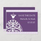 Trouwbruid Bewaar de datum Paarse Kaart (Voorkant / Achterkant)