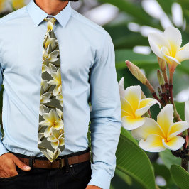 Trouwbruidegom Frangipani Bloemen Stropdas