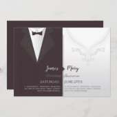 Trouwbruidegom pak en bruiden jurk uitnodiging (Voorkant / Achterkant)