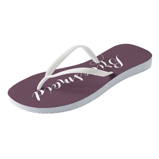 Trouwbruidsmeisje trendy aubergine teenslippers (Schuin)