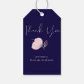 Trouwbudget in Navy Blauw Blush Roze Roségoud Cadeaulabel (Voorkant)