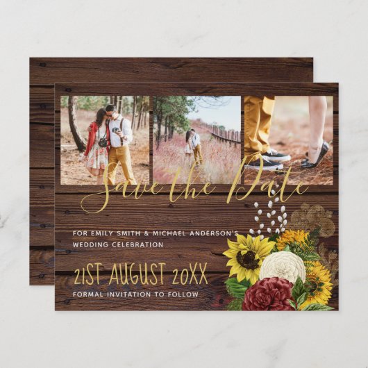 Trouwbudget met t Burgundy- en zonnebloemthema (Voorkant / Achterkant)