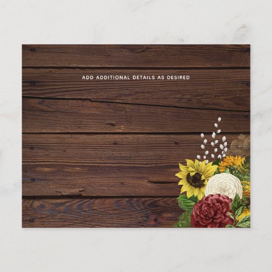 Trouwbudget met t Burgundy- en zonnebloemthema (Achterkant)