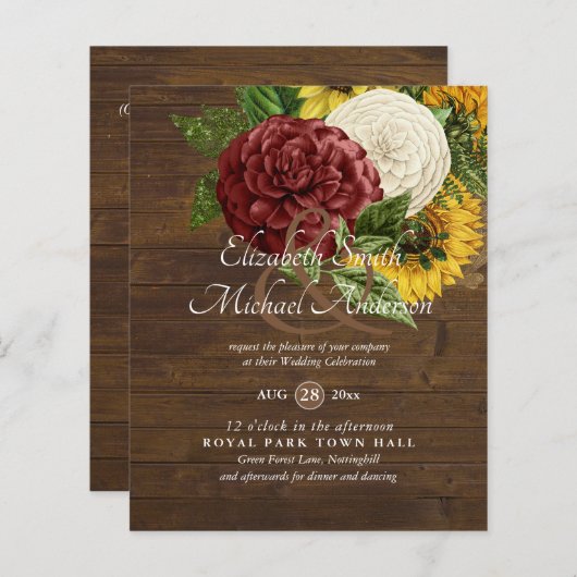 Trouwbudget met tulp en zonnebloem thema (Voorkant / Achterkant)