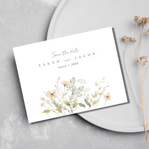Trouwbudget met wilde bloemen besparen op de uitno aankondigingskaart