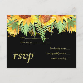 Trouwbudget met Zwart en Zonnebloemen Combinatie Uitnodiging Briefkaart