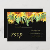 Trouwbudget met Zwart en Zonnebloemen Combinatie Uitnodiging Briefkaart (Voorkant / Achterkant)