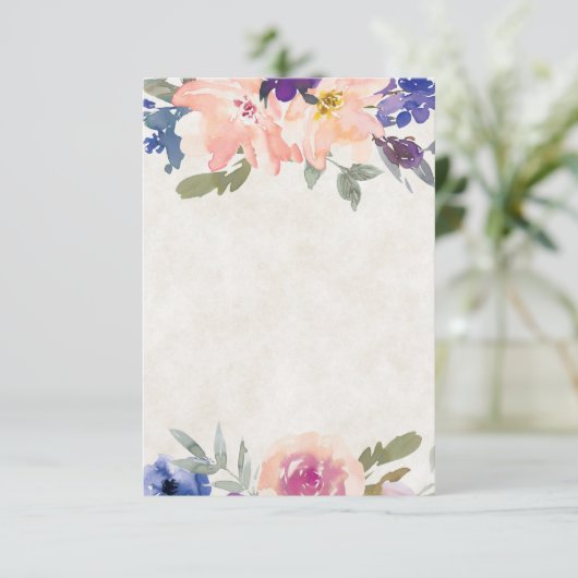 Trouwbudget Oranje en blauwe bloem bruiloft  Kaart (Staand voorkant)