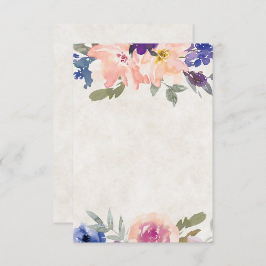 Trouwbudget Oranje en blauwe bloem bruiloft  Kaart (Voorkant / Achterkant)