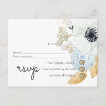Trouwbudget RSVP in Navy Wit Goud Bloemmotief
