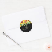 Trouwbudget Zwart met Zonnebloemen Ronde Sticker (Envelop)