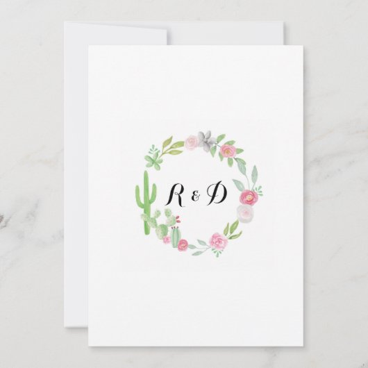 Trouwcactus Fiesta Krans Party Nodig Bloemen uit Kaart (Achterkant)